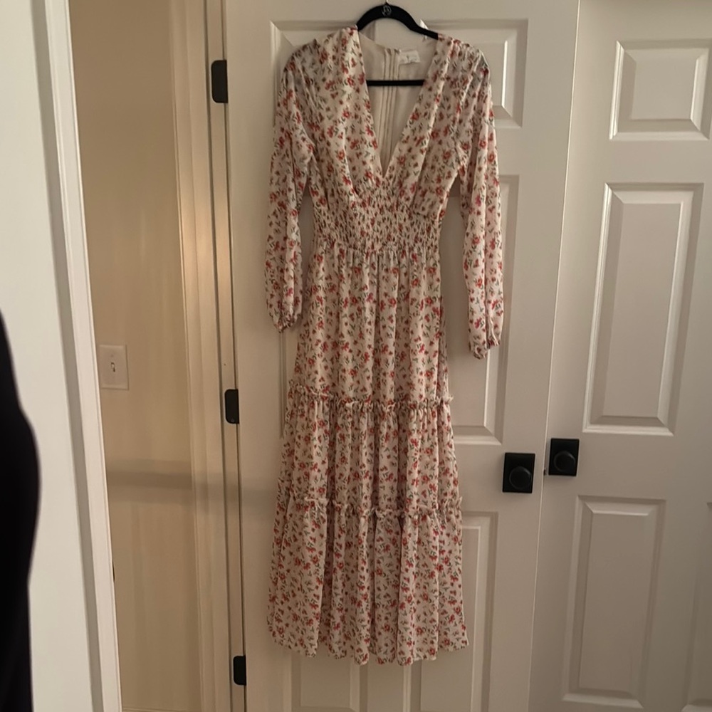 Gold and Cream Sequin Embellished Long Sleeve Sundress